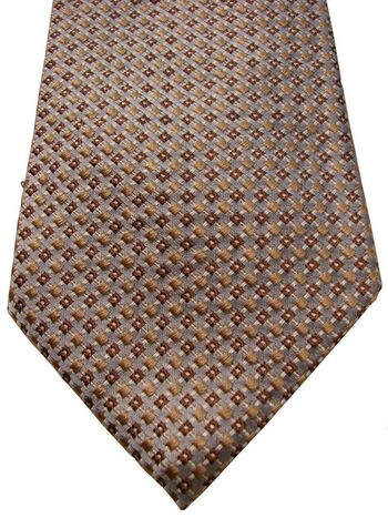 HUGO BOSS Mens Tie Light Blue - Brown Squares Textured