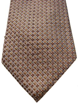 HUGO BOSS Mens Tie Light Blue - Brown Squares Textured