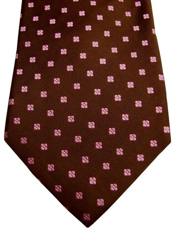 TM LEWIN Mens Tie Brown - Pink Flowers