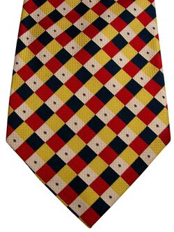 AQUASCUTUM Mens Tie Red Blue White & Yellow Squares