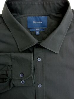 FACONNABLE Shirt Mens 18.5 XXXXL 4XL Charcoal Black SLIM STRETCHY
