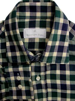 ERMENEGILDO ZEGNA Shirt Mens 14.5 S Green Blue & Yellow Check FLANNEL