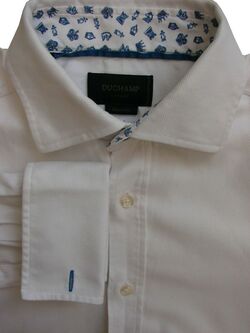 DUCHAMP LONDON Shirt Mens 15 S White - Herringbone TAILORED FIT