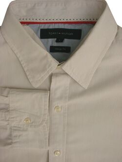 TOMMY HILFIGER Shirt Mens 16 L White Stripes VINTAGE FIT