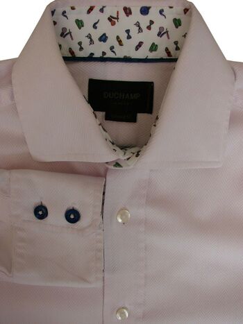 DUCHAMP LONDON Shirt Mens 14 S Light Pink Herringbone TAILORED FIT