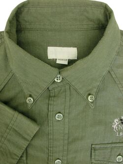 DIESEL Shirt Mens 15.5 M Green Khaki SHORT SLEEVE