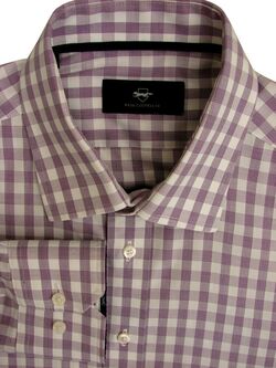 PAUL COSTELLOE Shirt Mens 16 M Purple & White Check