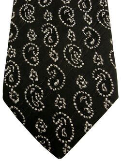 EMANUEL UNGARO Mens Tie Black - White Textured Tear Drops