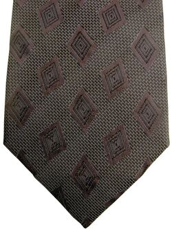 PIERRE CARDIN Mens Tie Brown Grey - Brown Concentric Diamonds