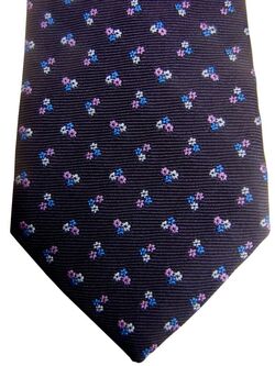 PAUL SMITH Mens Tie Dark Purple - Pink Blue & White Mini Flower ULTRA SKINNY NEW