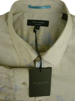 TED BAKER Shirt Mens 16 M Light Green - Lilac Flowers NEW BNWT