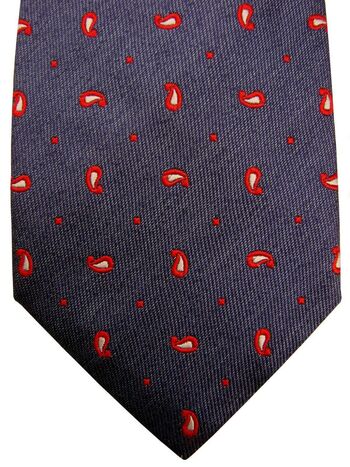 HACKETT Mens Tie Blue - Red & White Tear Drops SKINNY