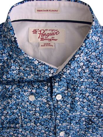 PENGUIN Shirt Mens 15.5 M Blue - Flowers