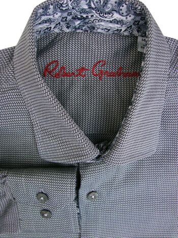 ROBERT GRAHAM Shirt Mens 14.5 S Boys 14-16 Grey - Diagonal Rectangles