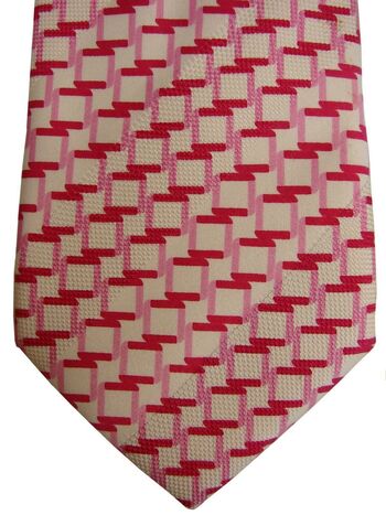 HUGO BOSS Mens Tie White - Pink Squares