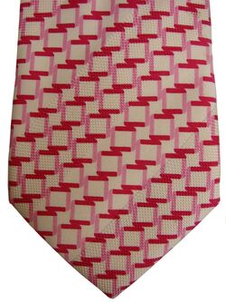 HUGO BOSS Mens Tie White - Pink Squares