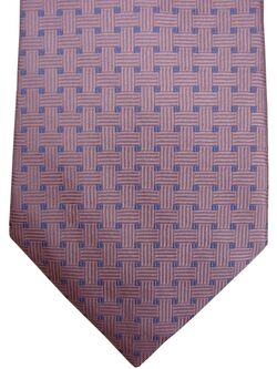 TM LEWIN Mens Tie Pink - Blue Squares NEW