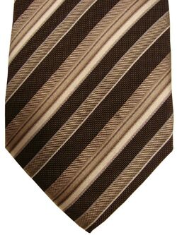 PROFUOMO ORIGINALE Mens Tie Brown & White Stripes NEW BNWT