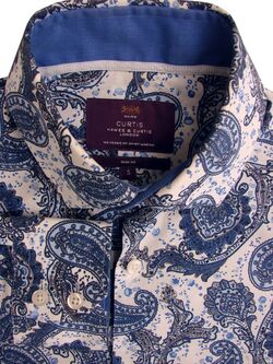 HAWES & CURTIS Shirt Mens 15 S Blue - Paisley SLIM FIT