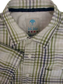 FAT FACE Shirt Mens 16 M Green & Blue Gingham Check SHORT SLEEVE