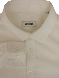 MOSCHINO Shirt Mens 15.5 M White STRETCHY