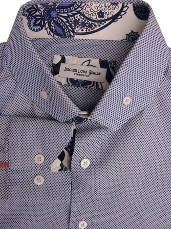 JIGGLER LORD BERLUE Shirt Mens 17.5 XXL 2XL White - Blue Hexagons
