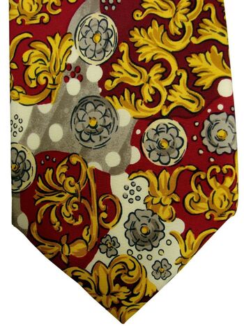 KARL LAGERFELD Mens Tie Gold & Burgundy Elegant Design