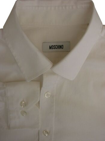MOSCHINO Shirt Mens 15 M White STRETCHY