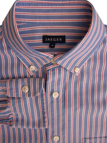 JAEGER Shirt Mens 15.5 M Blue - Red & White Stripes