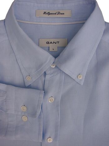 GANT Shirt Mens 16.5 L Light Blue HOLLYWOOD LINEN