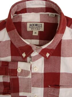 JACK WILLS Shirt Mens 14.5 XS Red & White Patchwork