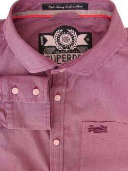 SUPERDRY Shirt Mens 16.5 Light Burgundy NEW