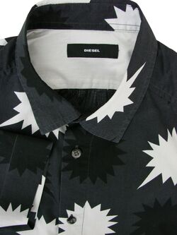 DIESEL Shirt Mens 15.5 M Black & White SHORT SLEEVE