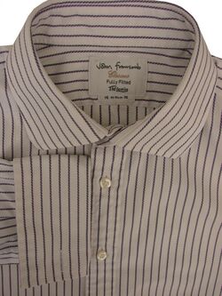 JOHN FRANCOMB TM LEWIN Shirt Mens 16 M White - Purple Stripes FULLY FITTED