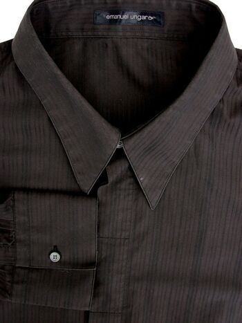 UNGARO Shirt Mens 18 XXL Brown - Black Stripes LIGHTWEIGHT
