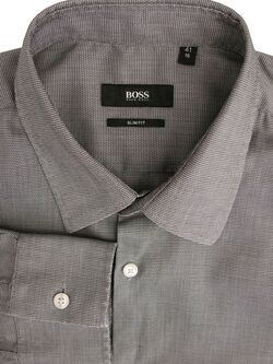 HUGO BOSS ASTOR Shirt Mens 16 M Grey Thatch SLIM FIT