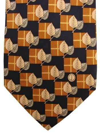 DUNHILL Mens Tie Brown - Leaves NEW