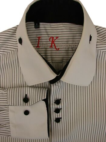 ISAAC KOTLYAREVSKY Shirt Mens 15 M White - Black Stripes