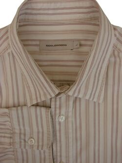 ROCHA JOHN ROCHA Shirt Mens 16 L White - Brown Stripes