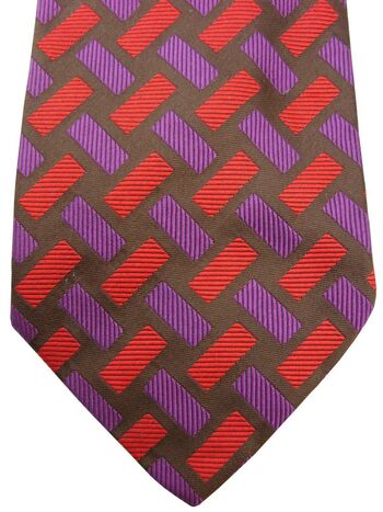 RICHARD JAMES Mens Tie Purple & Red Rectangles