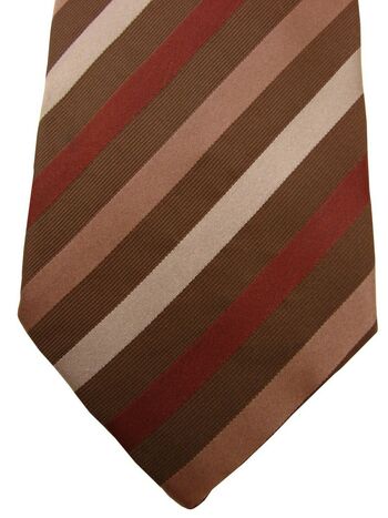 HUGO BOSS Mens Tie Brown - Multi-Coloured Stripes