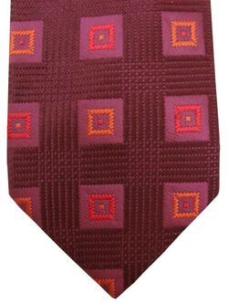 KENZO HOMME Mens Tie Dark Burgundy - Red & Brown Squares