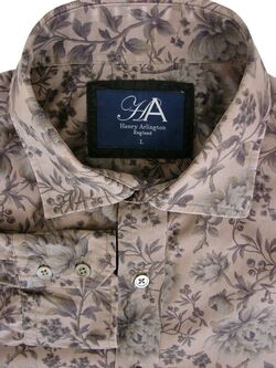 HENRY ARLINGTON Shirt Mens 16 L Brown - Flowers LIGHTWEIGHT