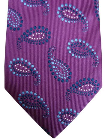 TURNBULL & ASSER EXCLUSIVE Mens Tie Purple - Blue & Black Beaded Tear Drops