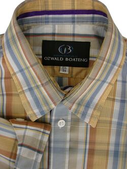 OZWALD BOATENG Shirt Mens 15 M Multi-Coloured Check SHORT SLEEVE