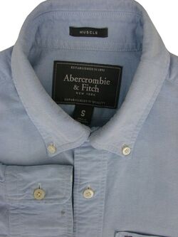 ABERCROMBIE & FITCH Shirt Mens 15 S Light Blue - MUSCLE HEAVY MATERIAL