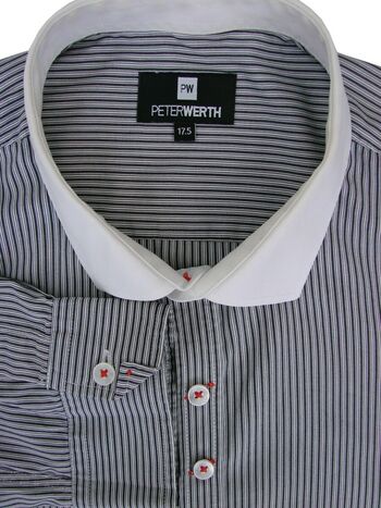 PETER WERTH Shirt Mens 17 L Black & White Stripes