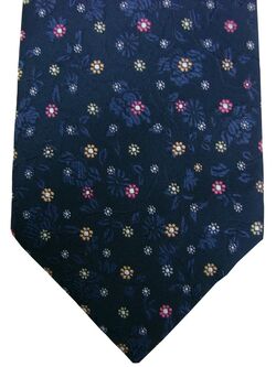 MARKS & SPENCER LUXURY M&S Mens Tie Dark Blue - Multi-Coloured Flowers