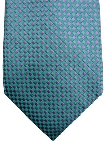 THOMAS PINK Mens Tie Turquoise & Lilac Squares NEW
