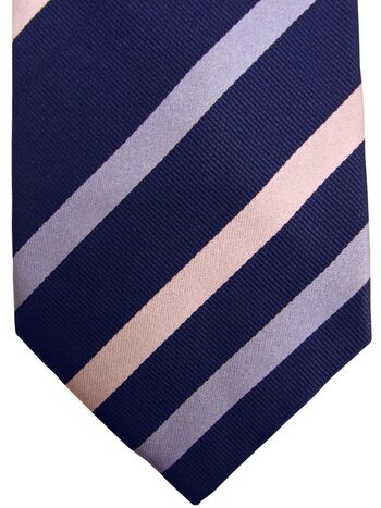 EMMETT Mens Tie Dark Blue - Blue & White Stripes